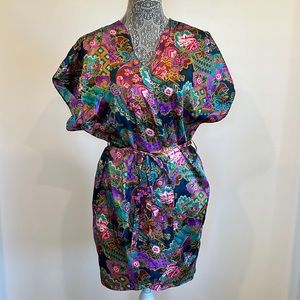 Vintage California Miss silky abstract floral robe dress